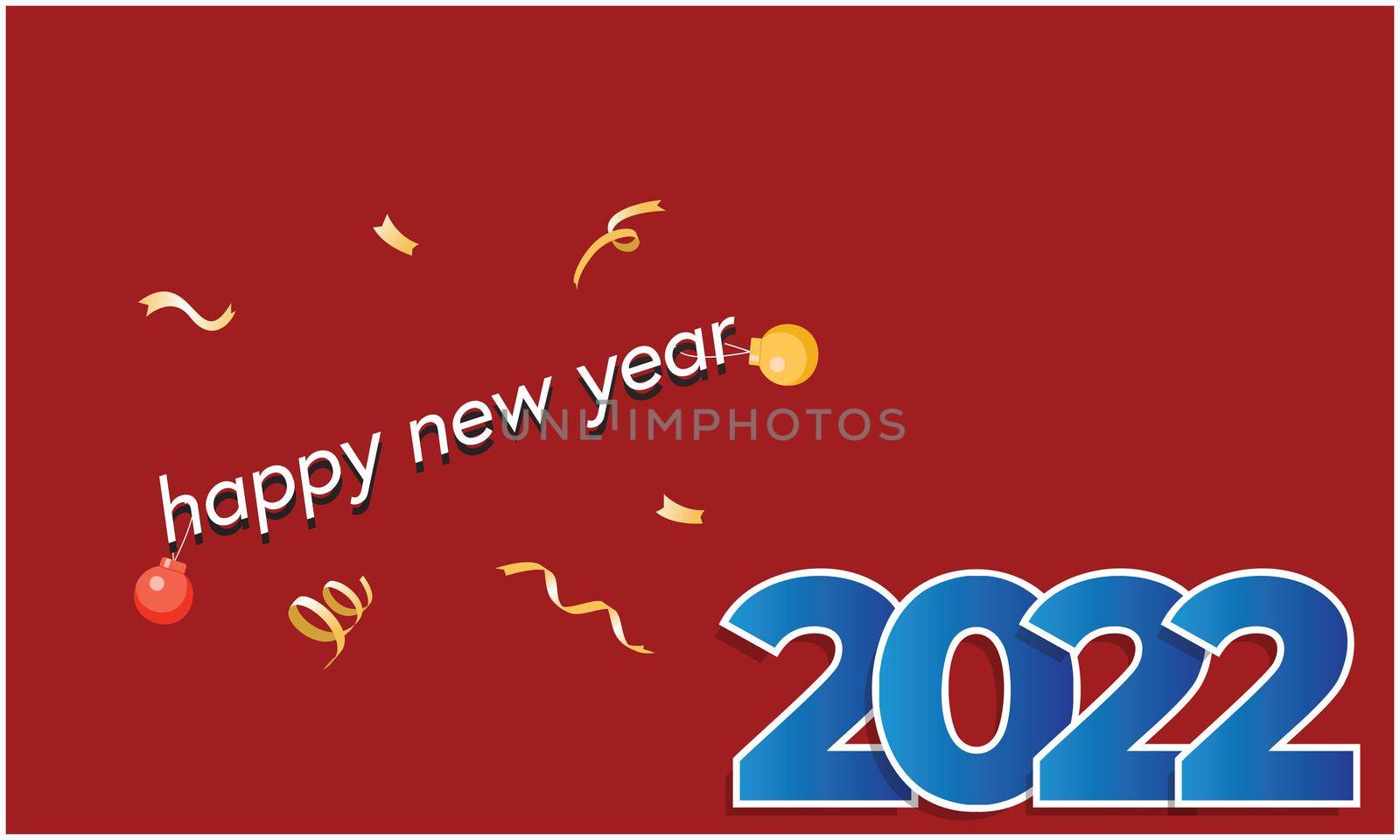 art of Happy new year 2022 on abstract red background