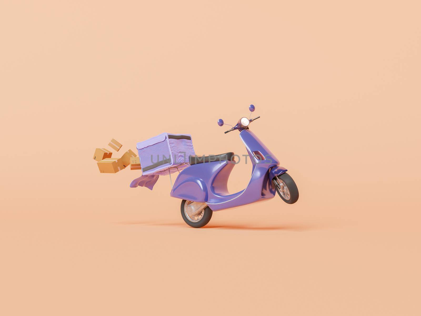 delivery scooter dropping shipping packages by asolano