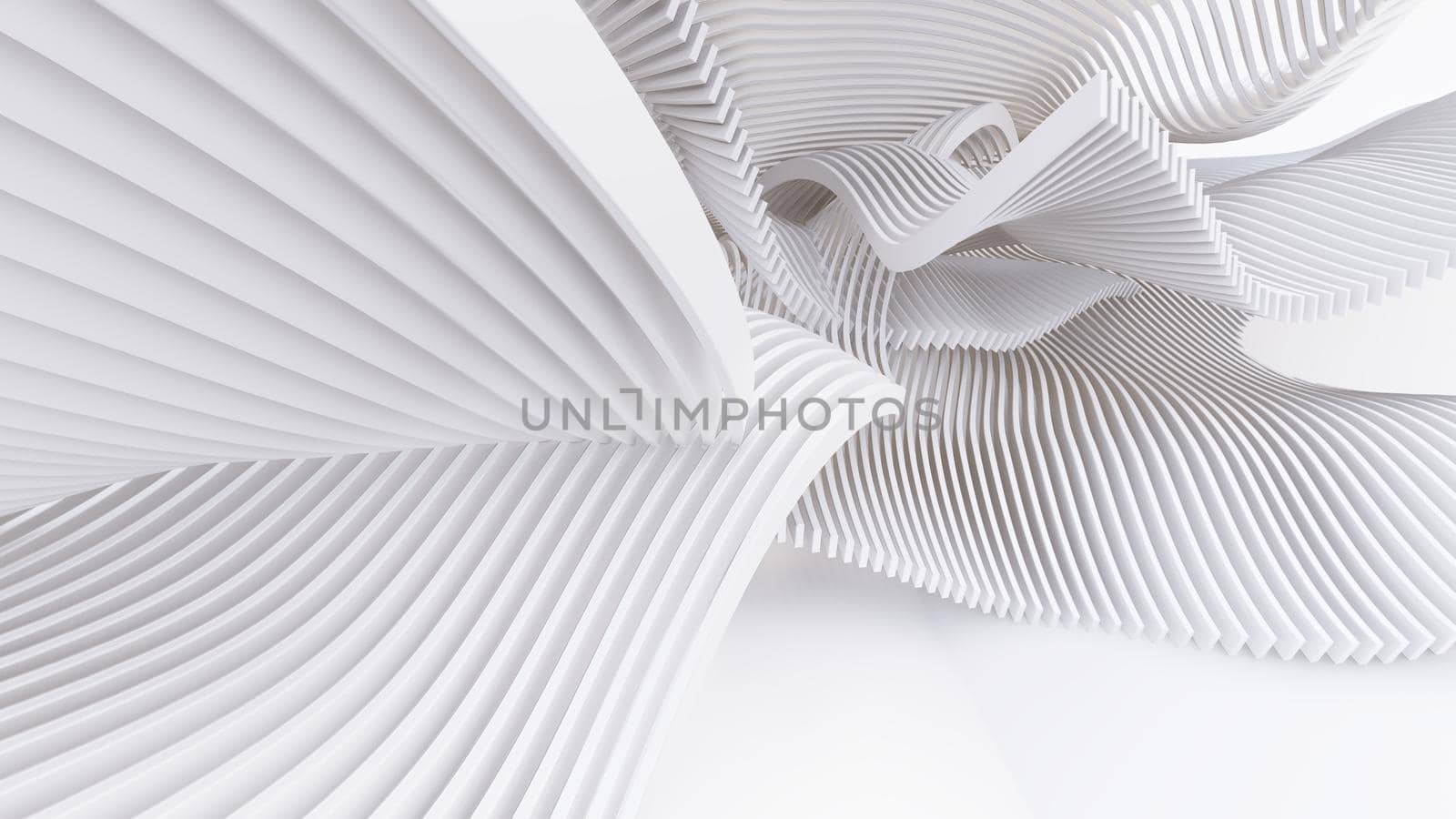 Abstract Curved Shapes. White Circular Background.  by teerawit