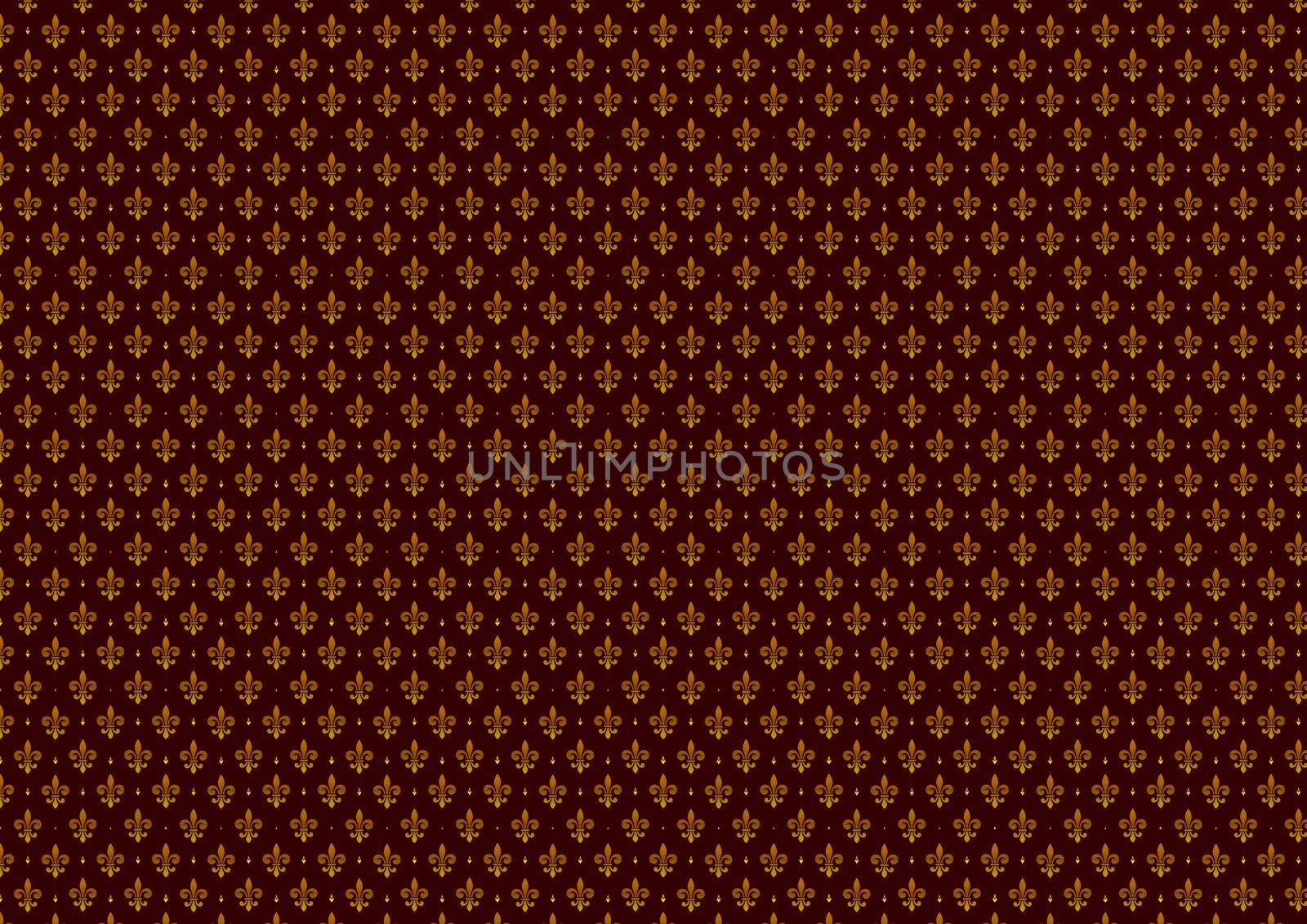 Trendy and stylish poster design with golden pattern on red. Wallpaper background. Close-up