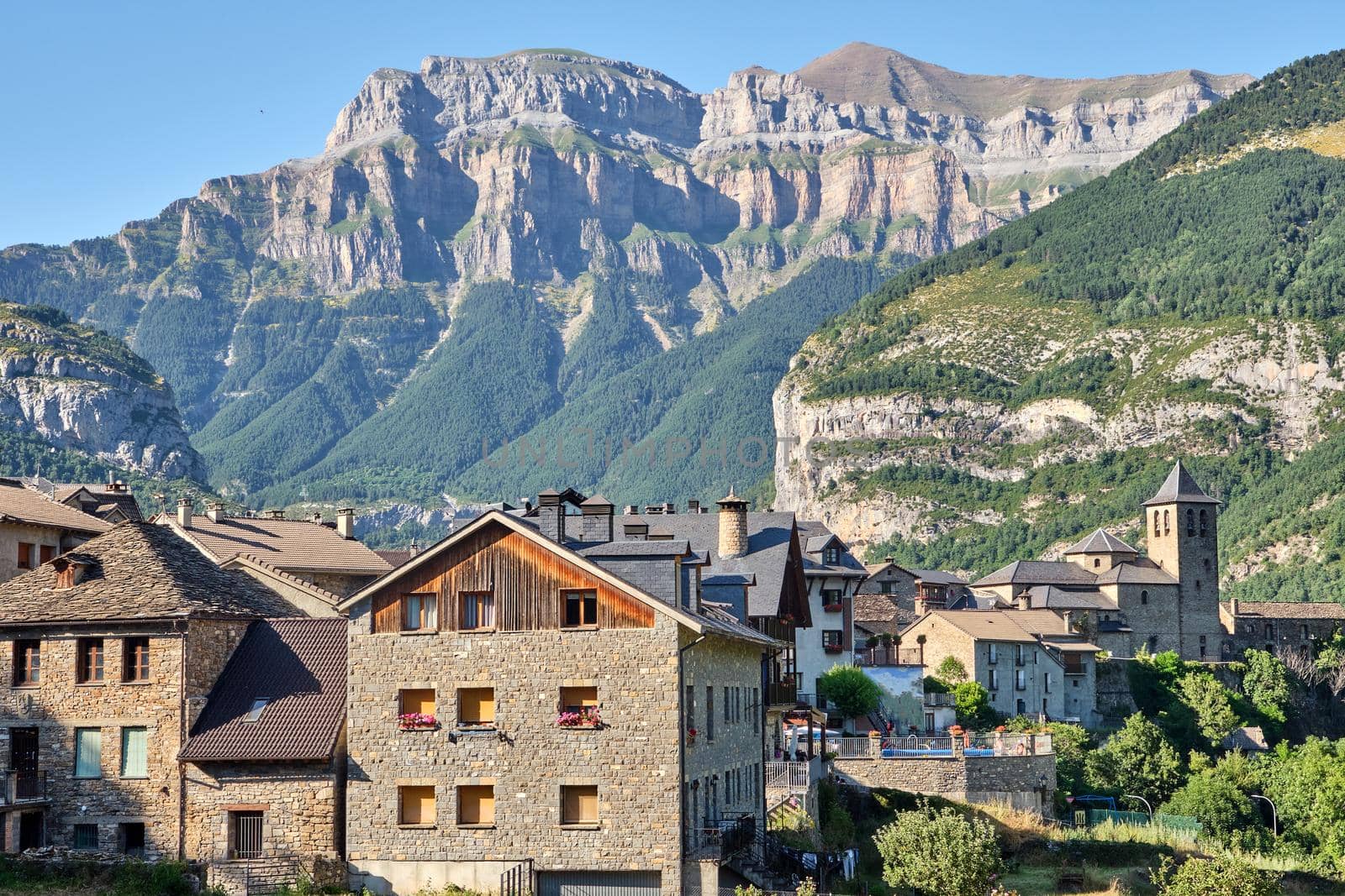 The beautiful old village of Torla in the Ordesa national park in the spanisch Pyrenees