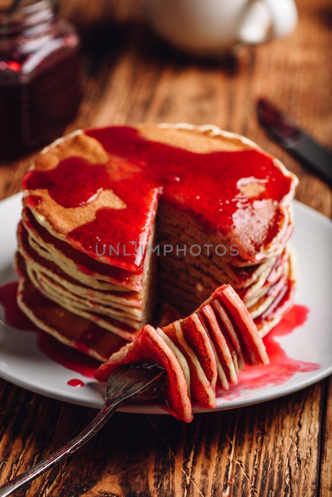 Stack of pancakes with berry fruit marmalade by Seva_blsv