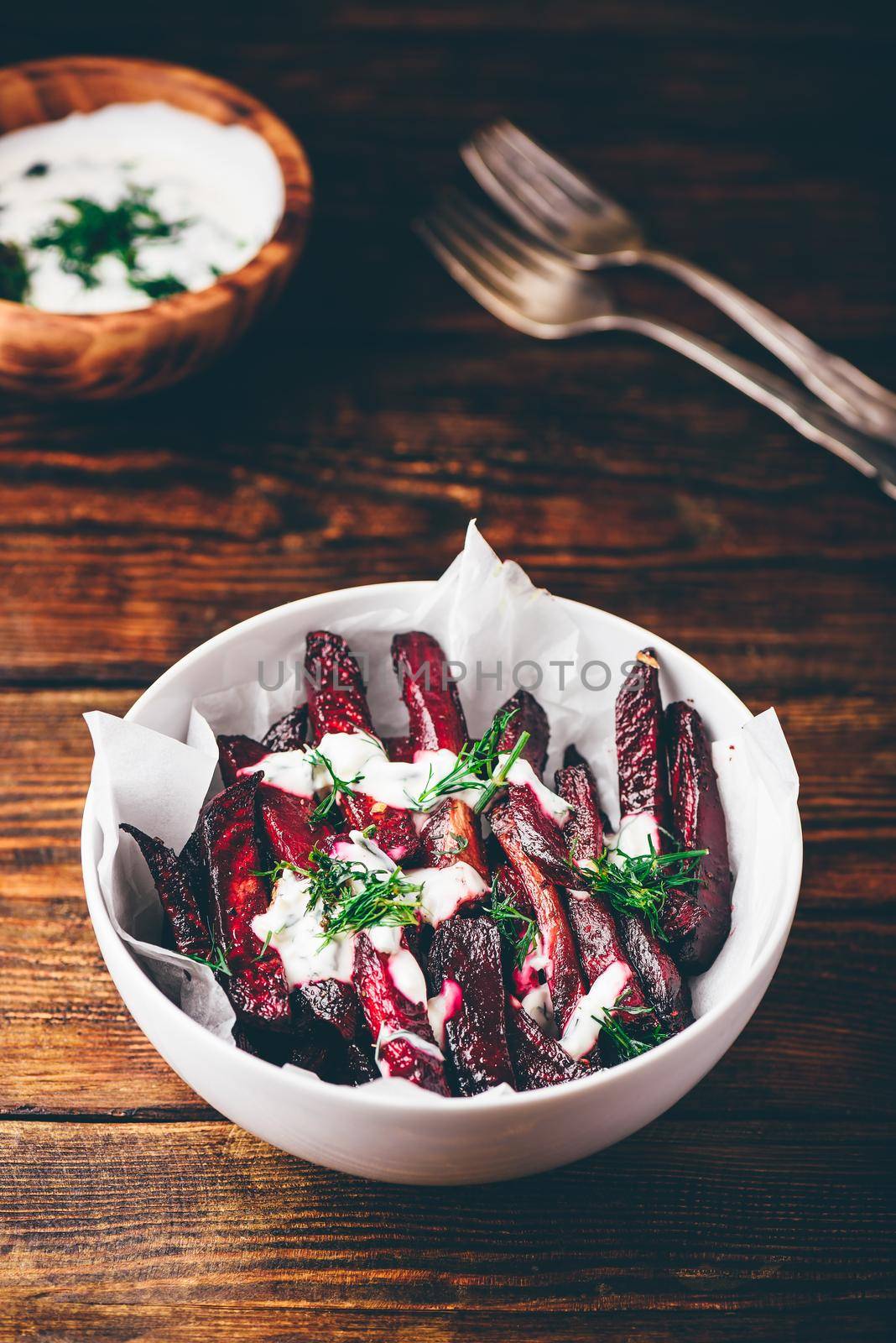 Oven baked beet with yogurt and dill dressing by Seva_blsv