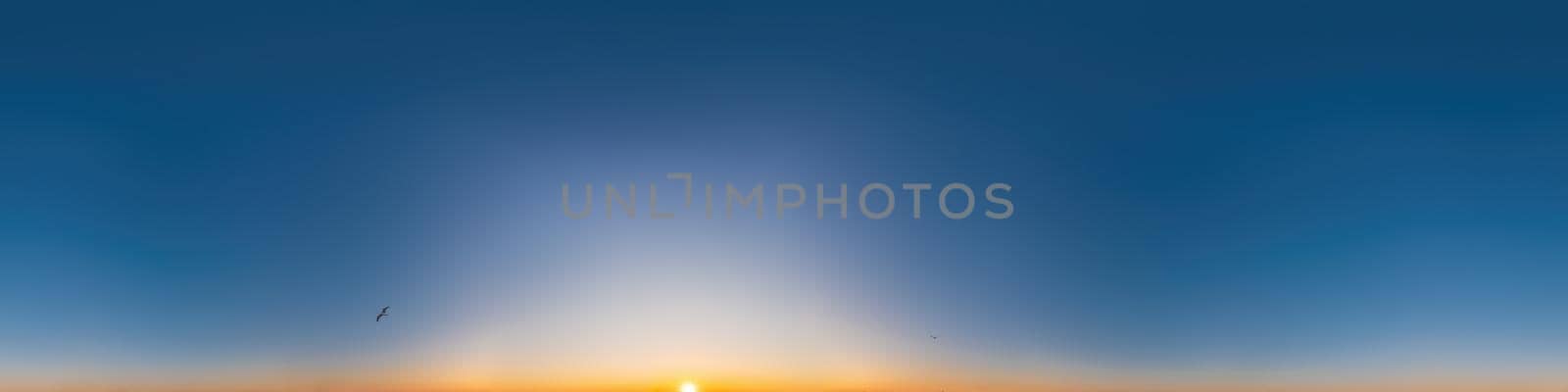 Sky panorama with Cirrus clouds in Seamless spherical equirectangular format. Full zenith for use in 3D graphics, game and editing aerial drone 360 degree panoramas for sky replacement