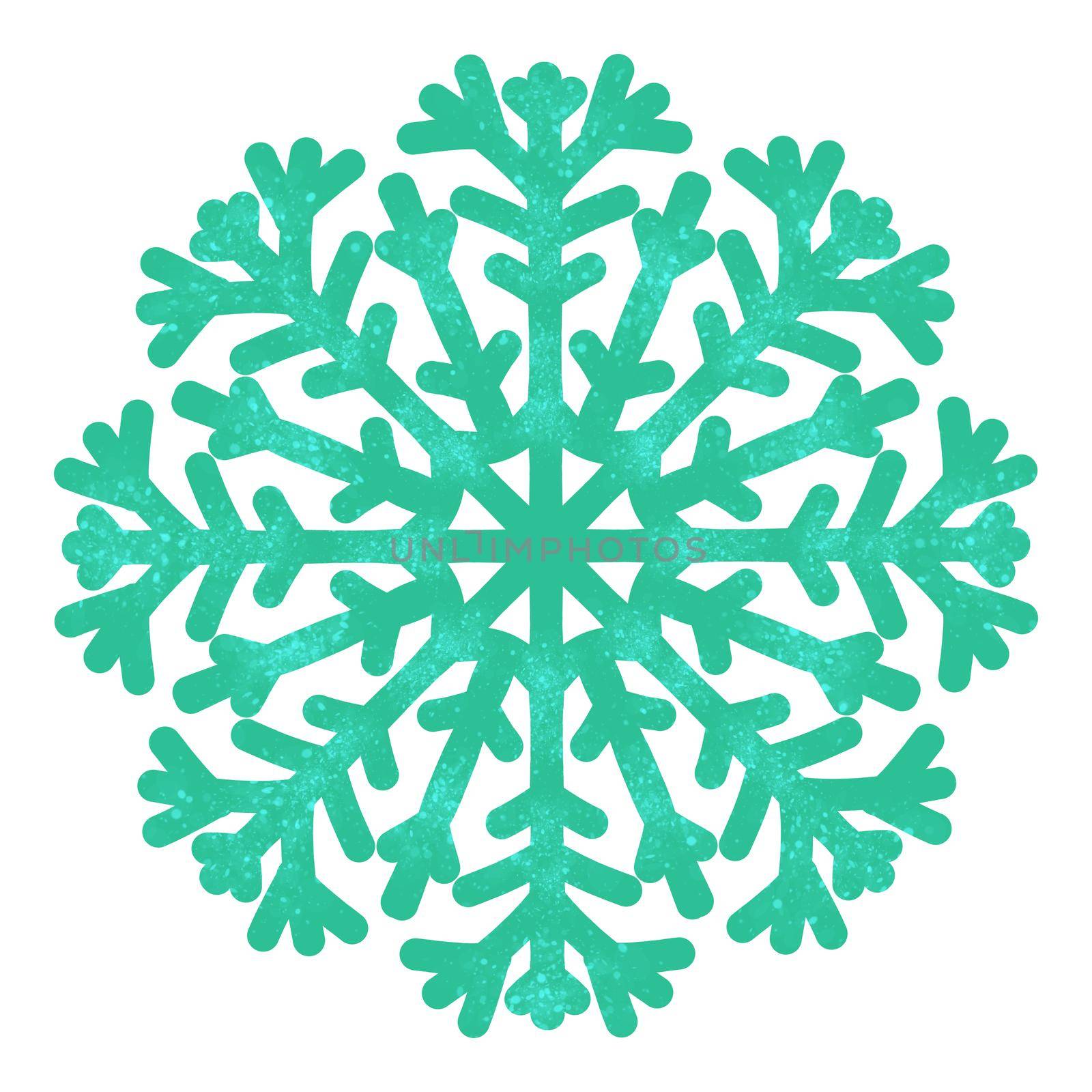 paint watercolor snowflakes illustration. Holiday traditional decoration, sign of winter, cold weather, symbol of unique beauty. Hand painted drawing, isolated on white background.