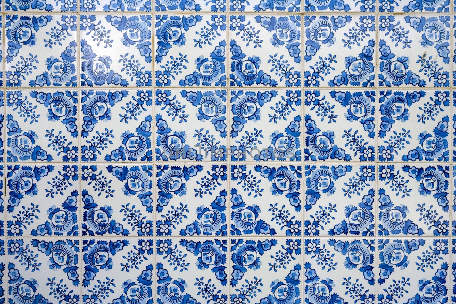 Background from a typical blue portuguese tiled wall