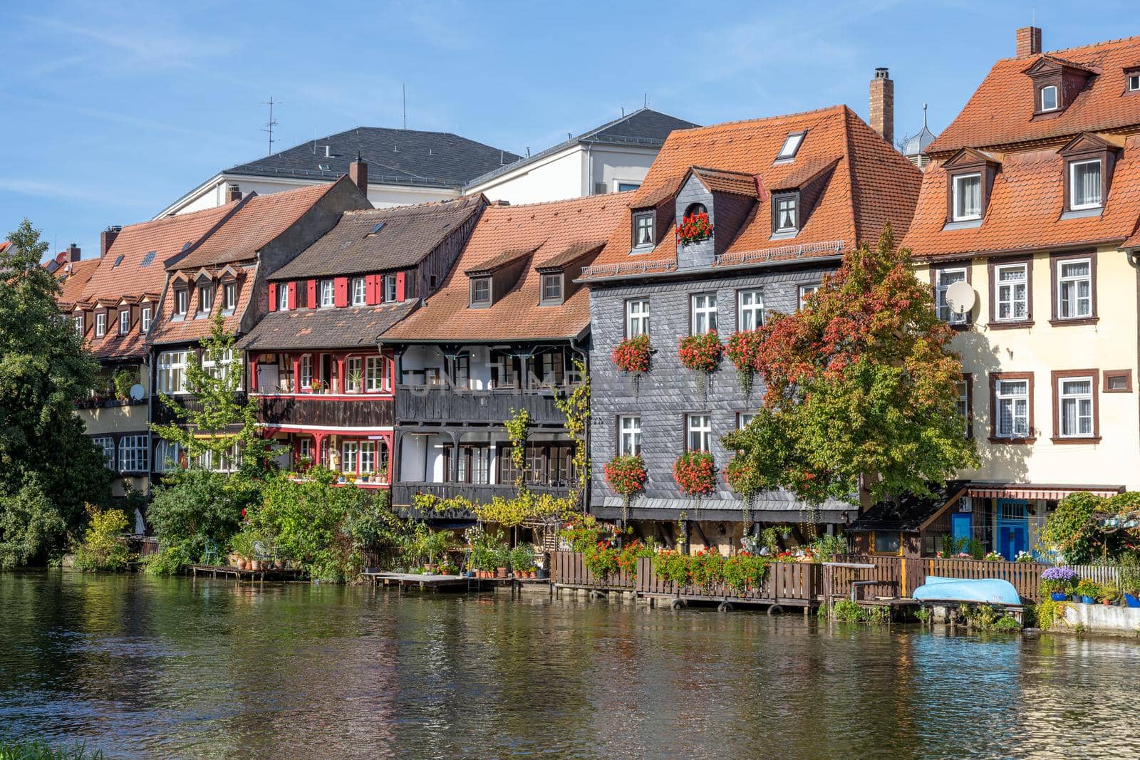 The lovely old fishermen houses at the river Regnitz in Bamberg, Germany
