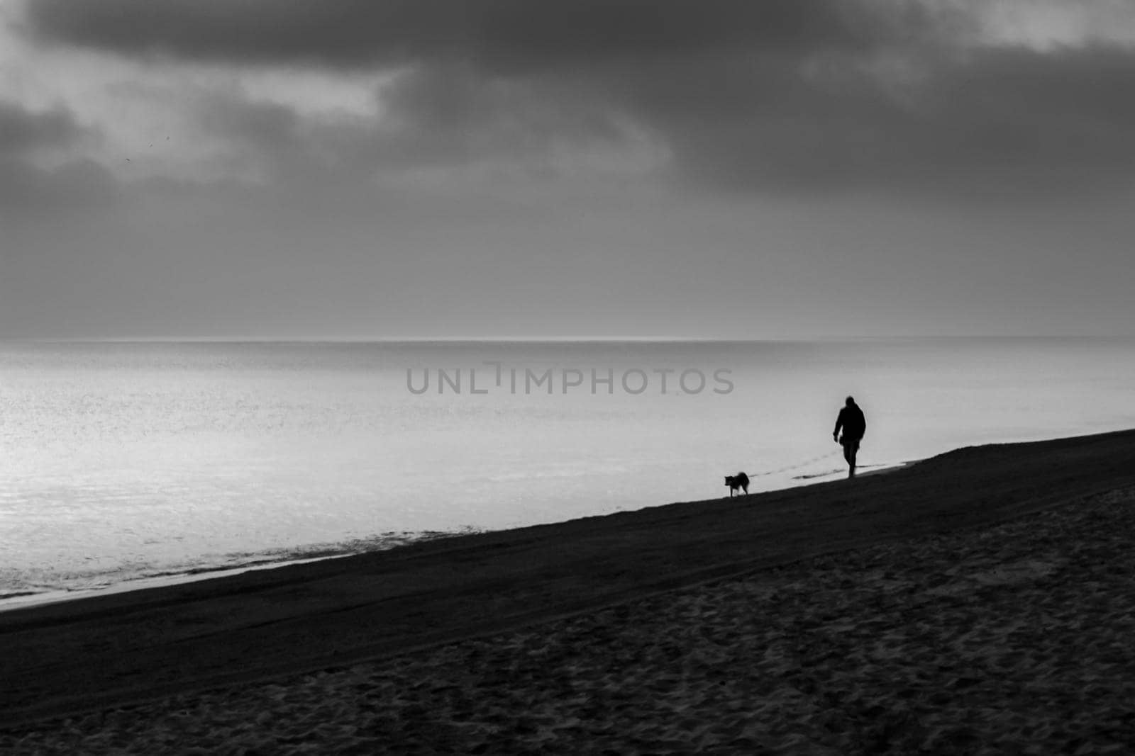 Beautiful Sunrise on the beach in winter in Arenales del Sol, Alicante,southern Spain