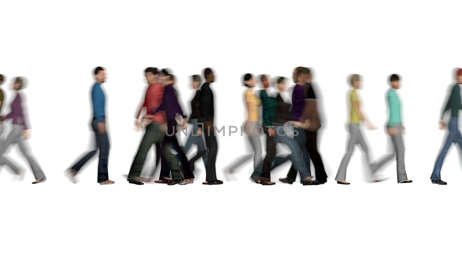 Crowd of people blur lifestyle design Urban concept busy street pedestrian 3d render by Zozulinskyi