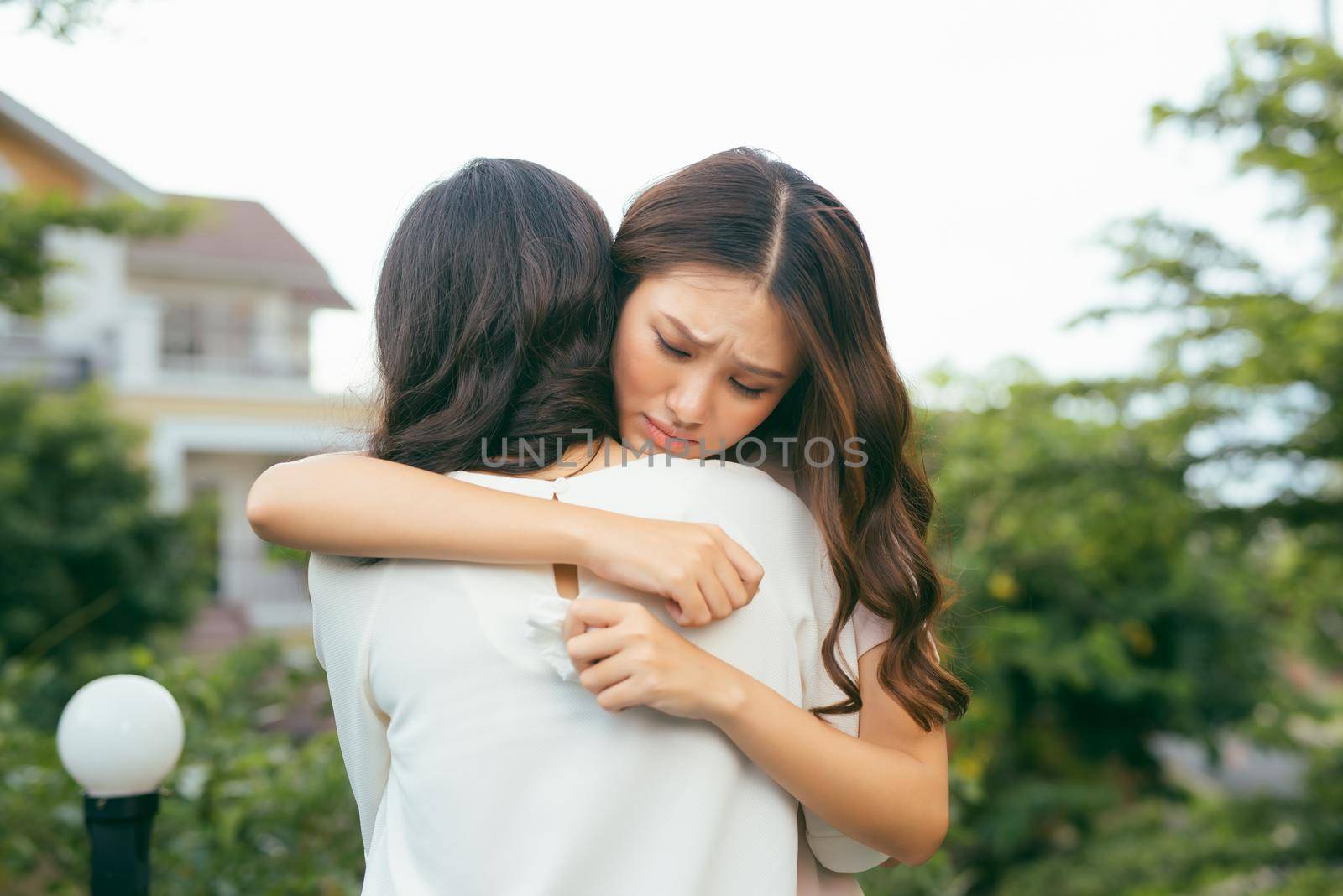 Friendship help support and difficult times concept. Human emotions feelings