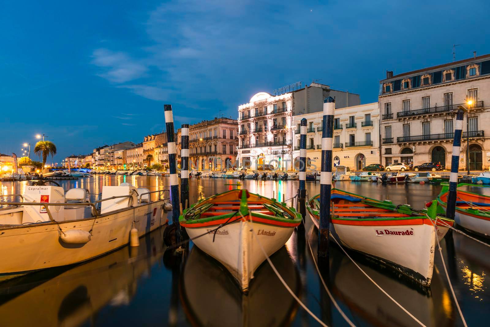 Quays and the royal canal in Sète, in the early morning, in Hérault, in Occitanie, France by Frederic