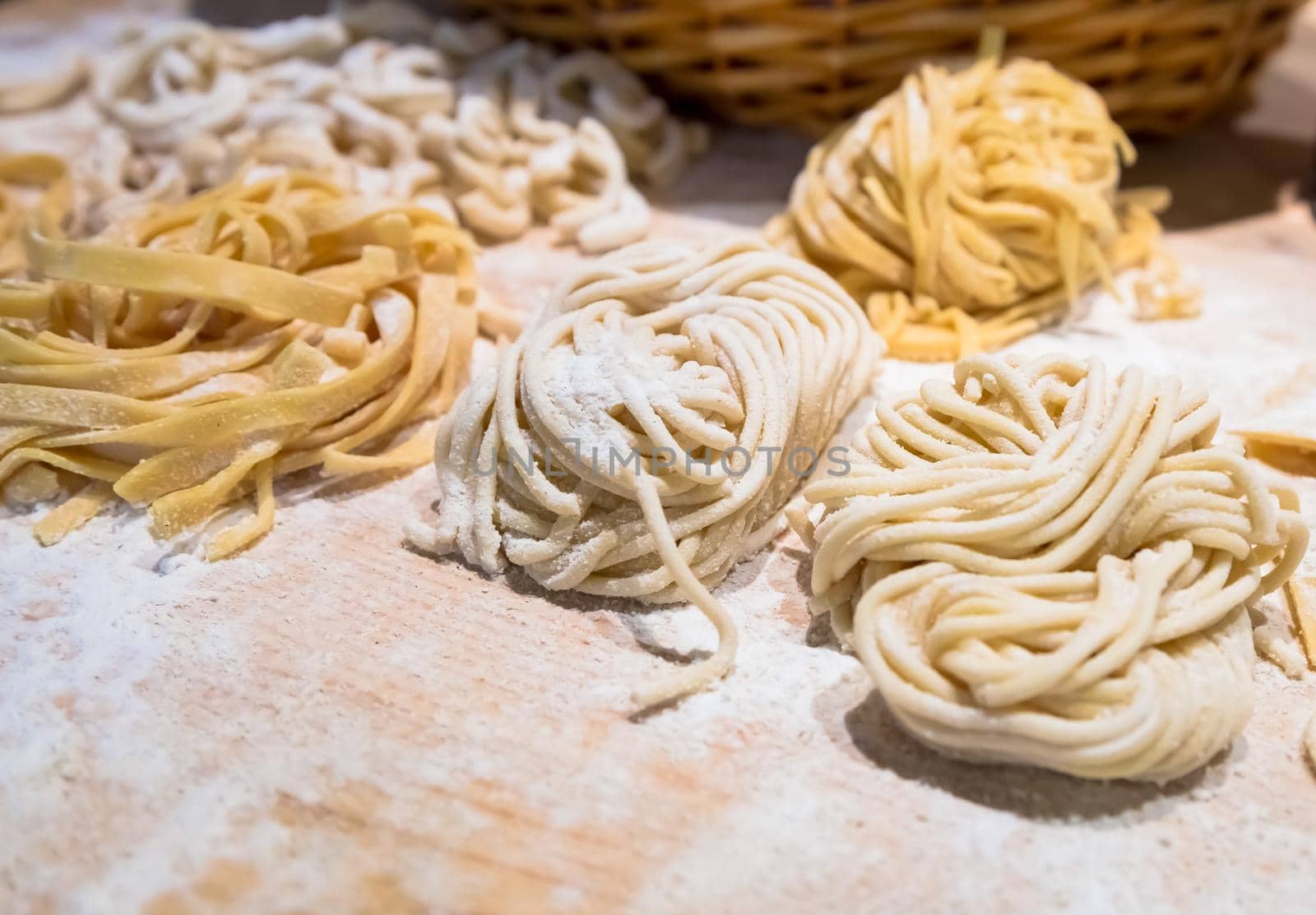 Rome, Italy. A closeup of traditional Italian cuisine. Preparation of delicious Bucatini pasta.