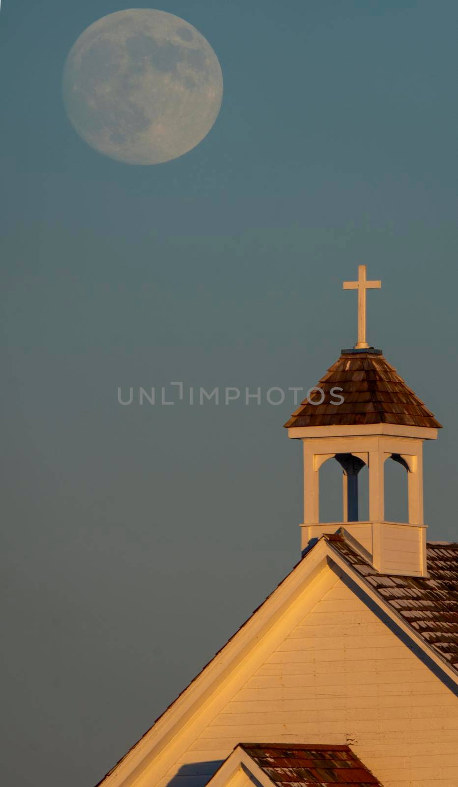 Full Moon Prairie Church by pictureguy