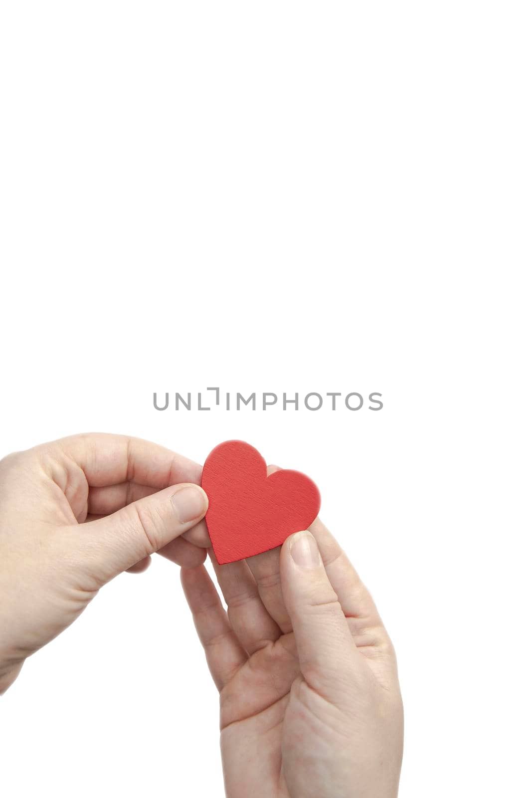 Woman Hand holding red heart isolated on white background, copy space, love,health,relationship romantic concept background space for text