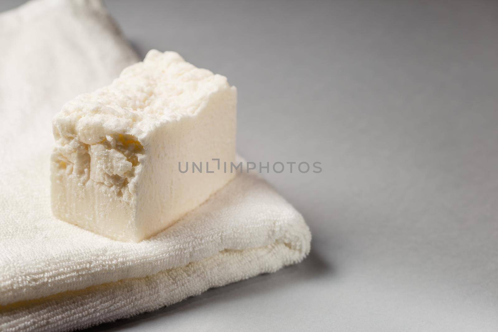 Homemade laundry detergent. Washing solid soap bar. Eco-friendly Sustainable lifestyle concept