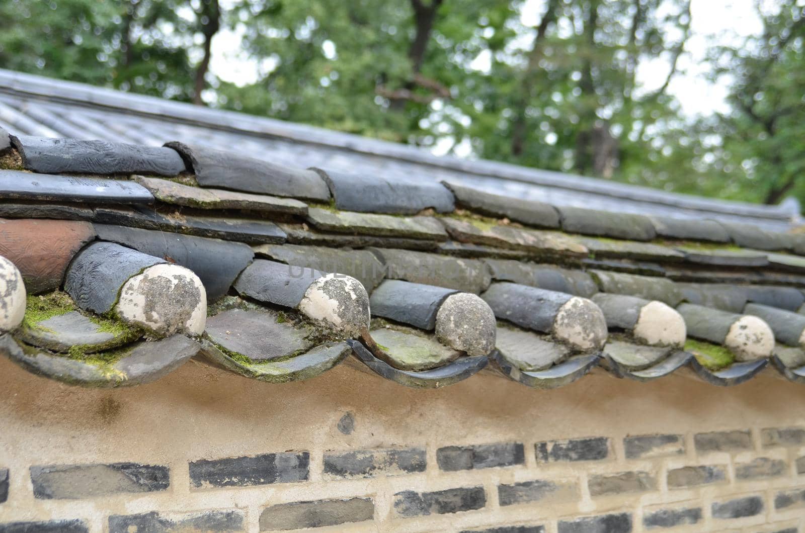 korean Traditional tile of roof and korea old house wall by karpovkottt