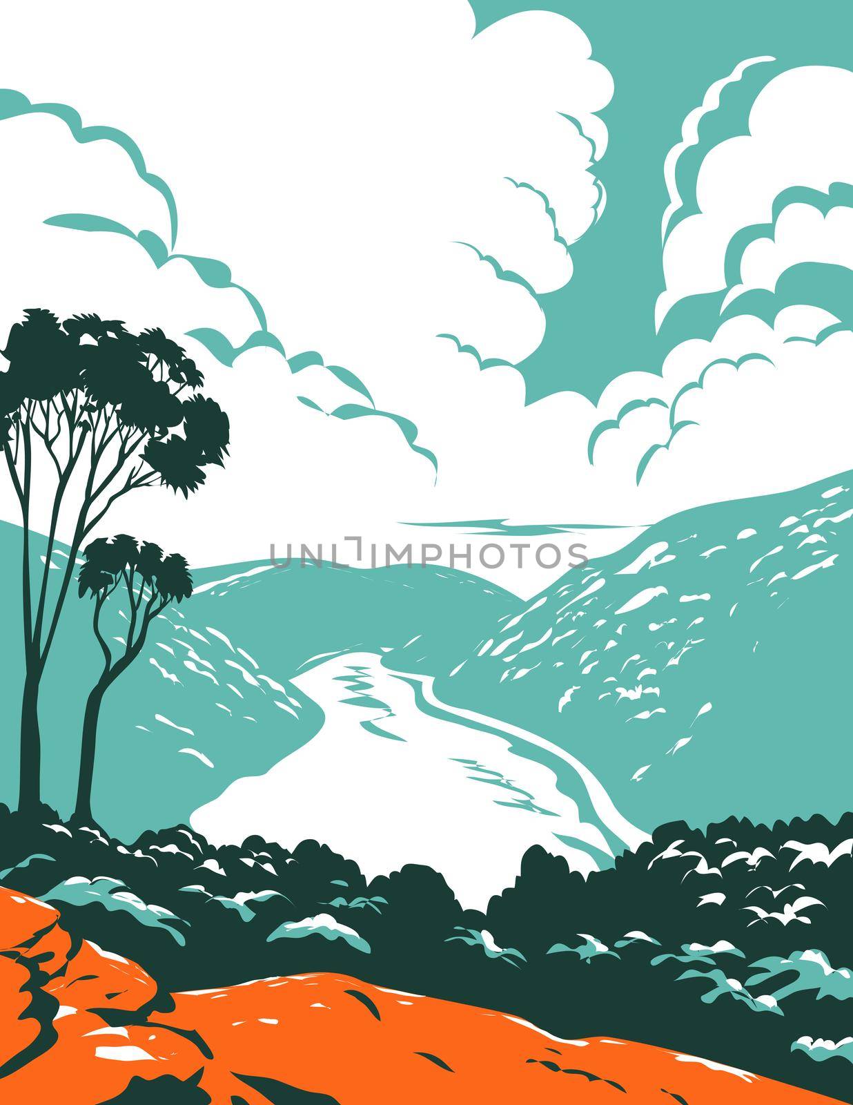 Berowra Valley National Park with Berowra Creek in Northern Sydney New South Wales Australia WPA Poster Art by patrimonio