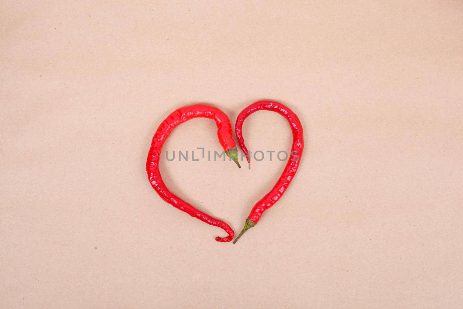 red chile pepper in the form of a heart