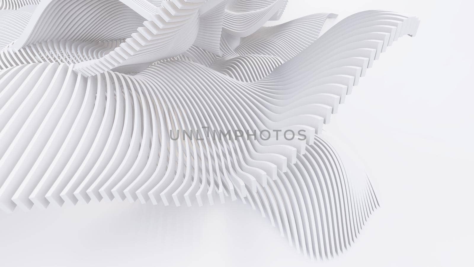 Abstract Curved Shapes. White Circular Background. Abstract background. 3d illustration