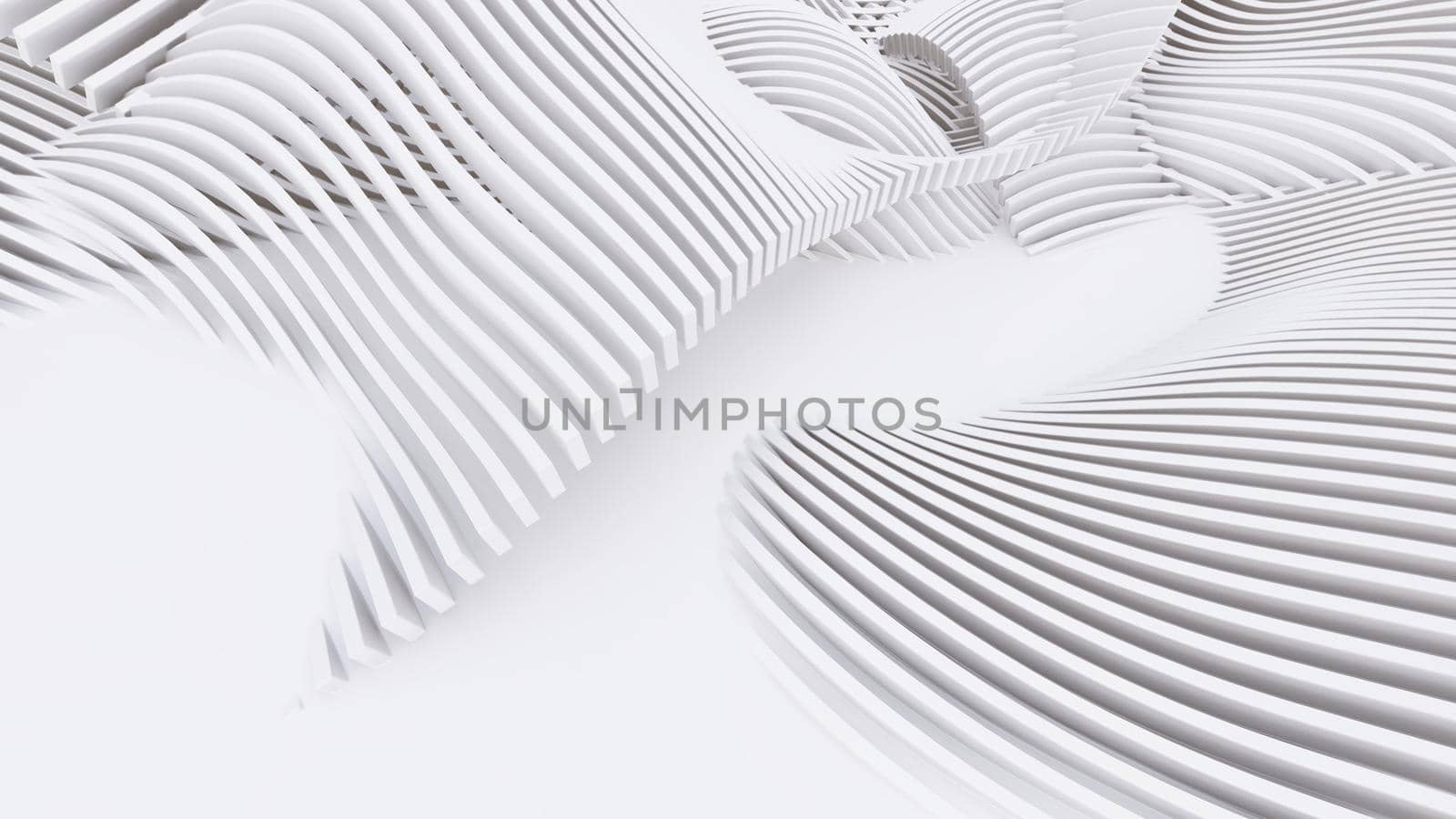 Abstract Curved Shapes. White Circular Background. Abstract background. 3d illustration