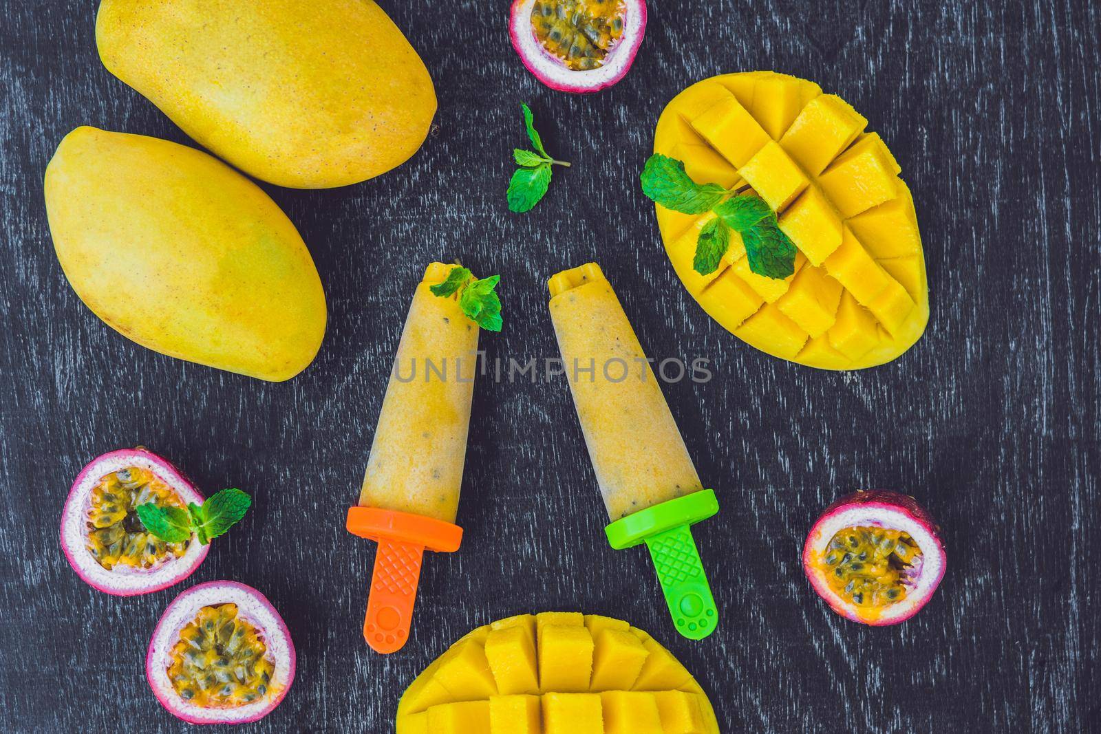 Homemade ice cream from mango and passion fruit. Popsicle by galitskaya