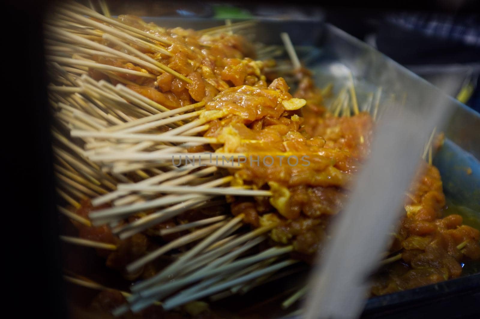 THAI FOOD , Pork Satay in local market