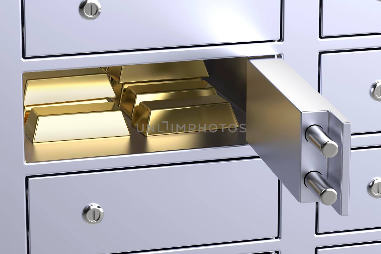 Gold bars in a bank safety deposit box by magraphics