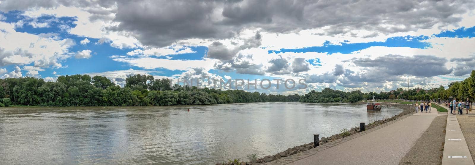 Szentendre, Hungary 19.08.2021. Danube embankment in Szentendre, Hungary, on a summer day