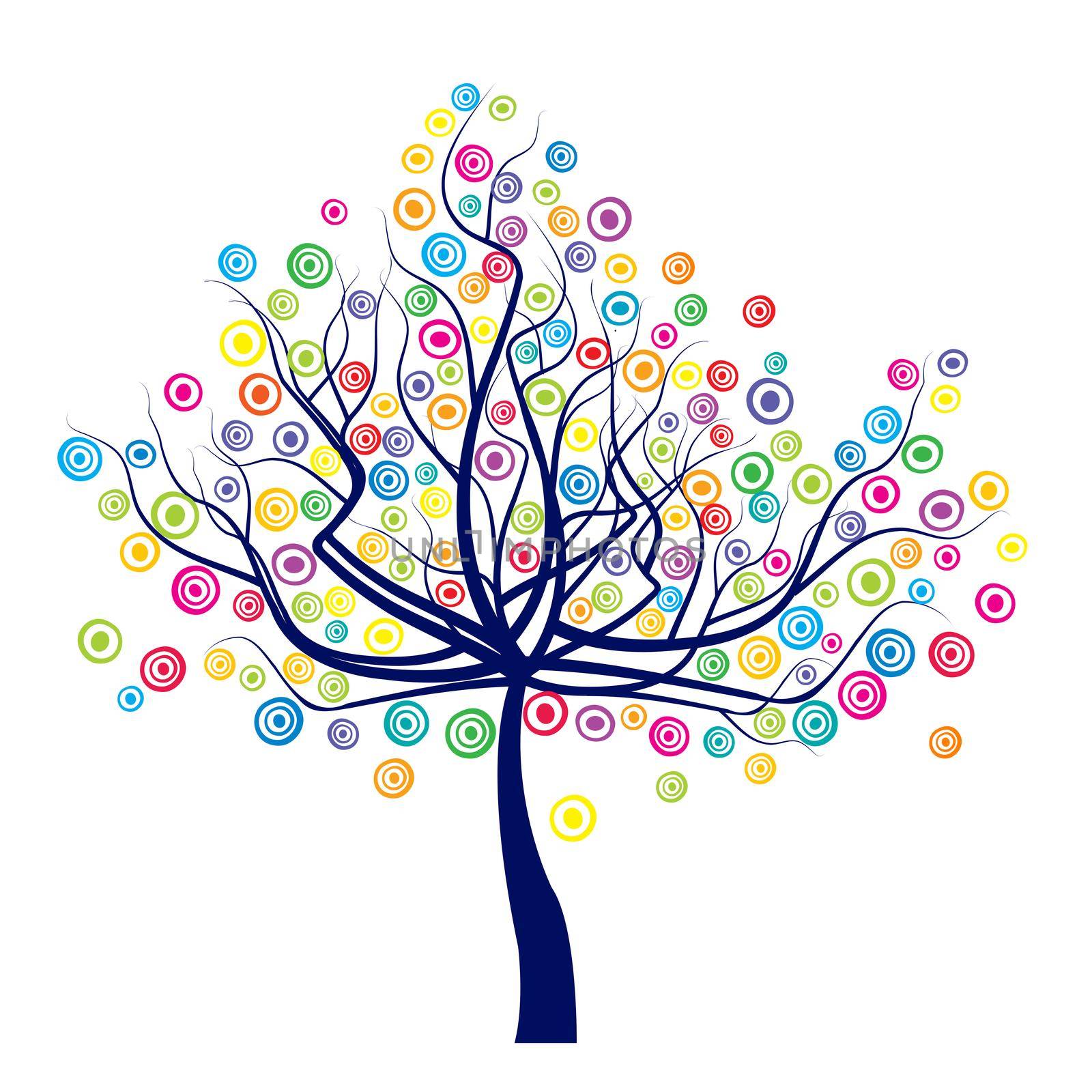Abstract tree with colored circles