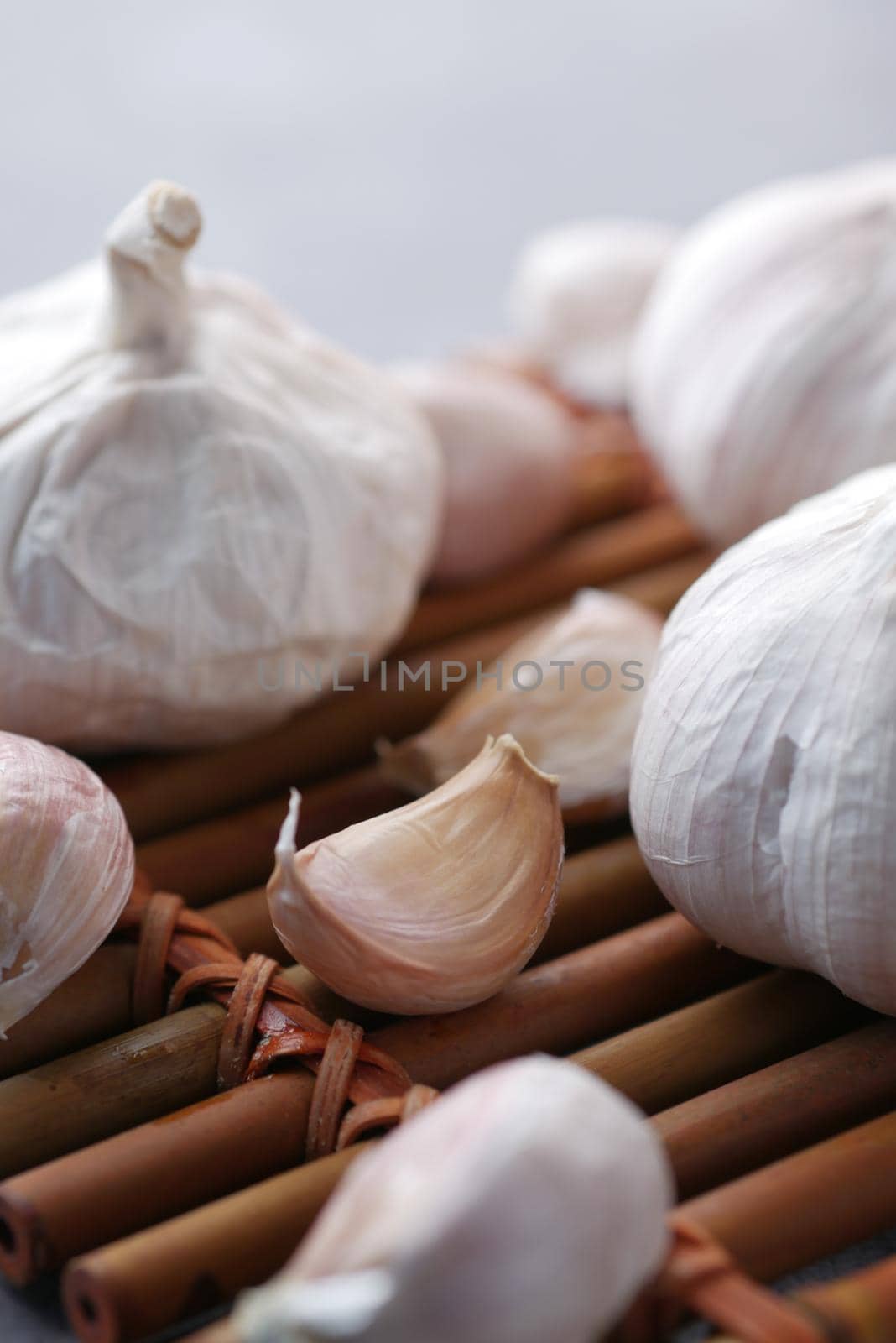 close up pf garlic on white background, by towfiq007