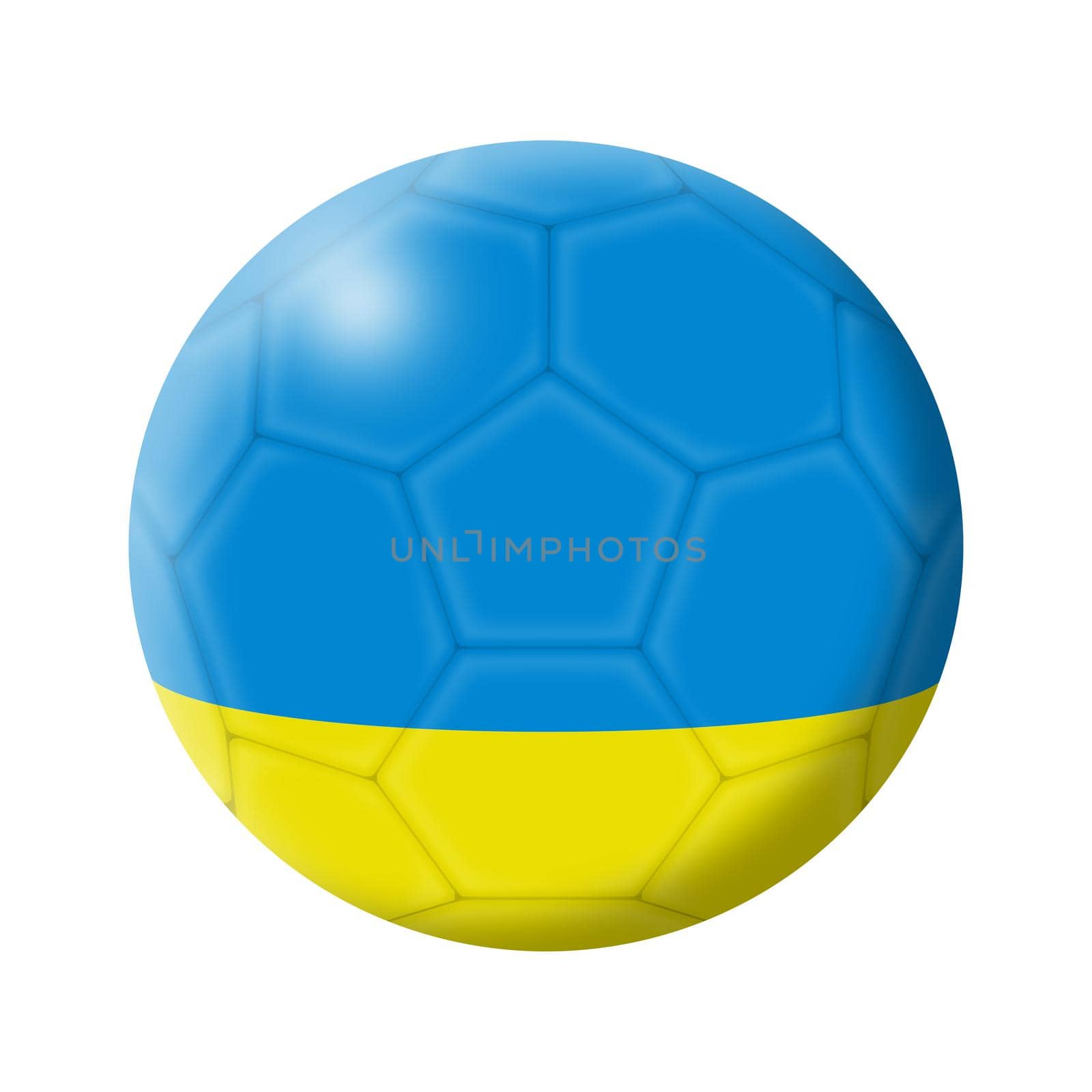 A Ukraine soccer ball football 3d illustration isolated on white with clipping path