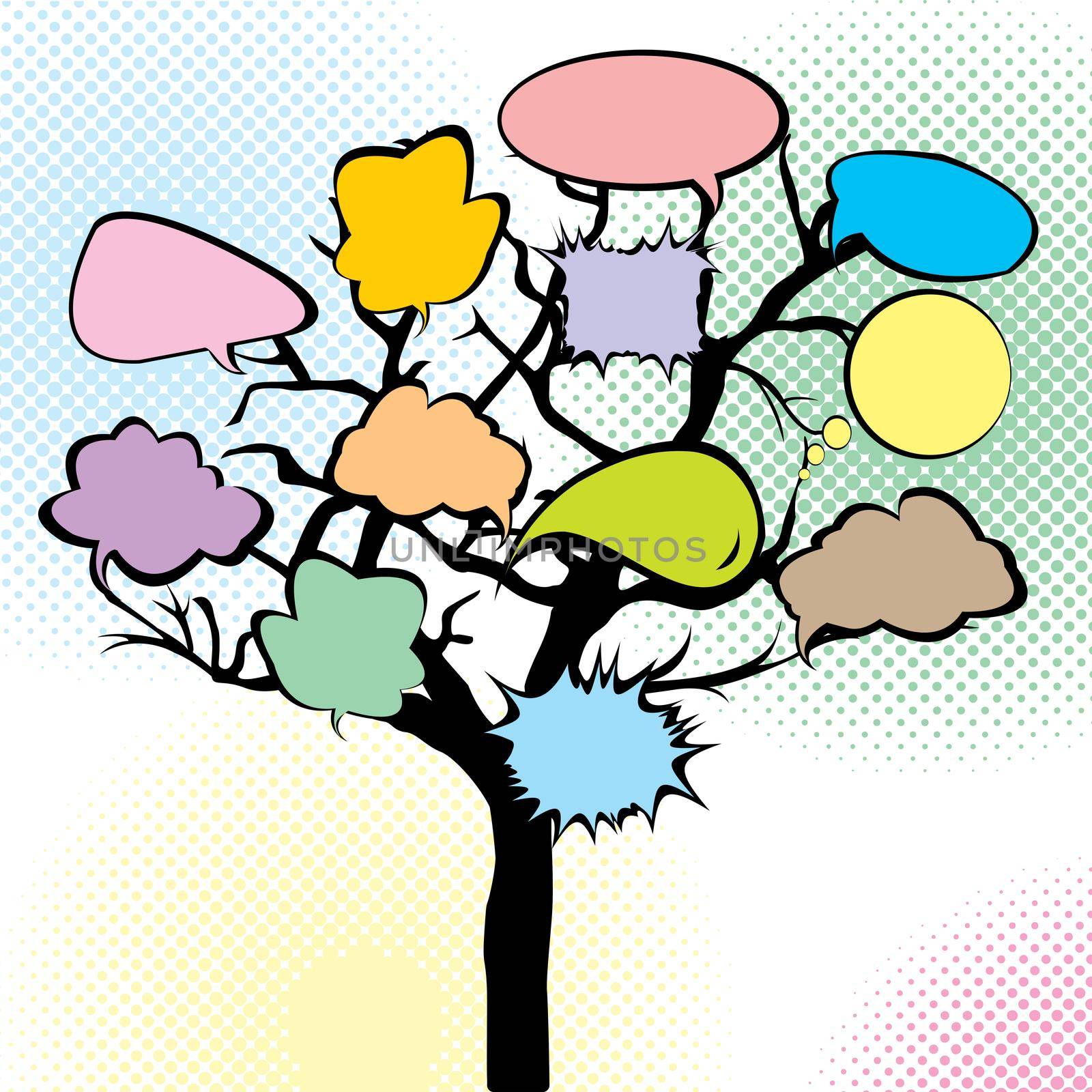 Abstract tree with colored speech bubbles by hibrida13