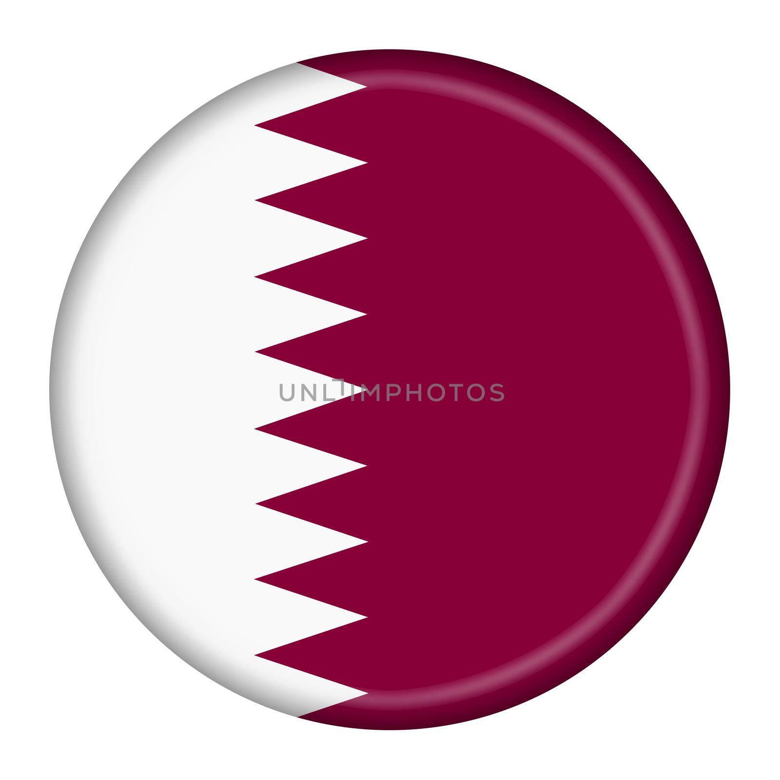 A Qatar flag button 3d illustration with clipping path