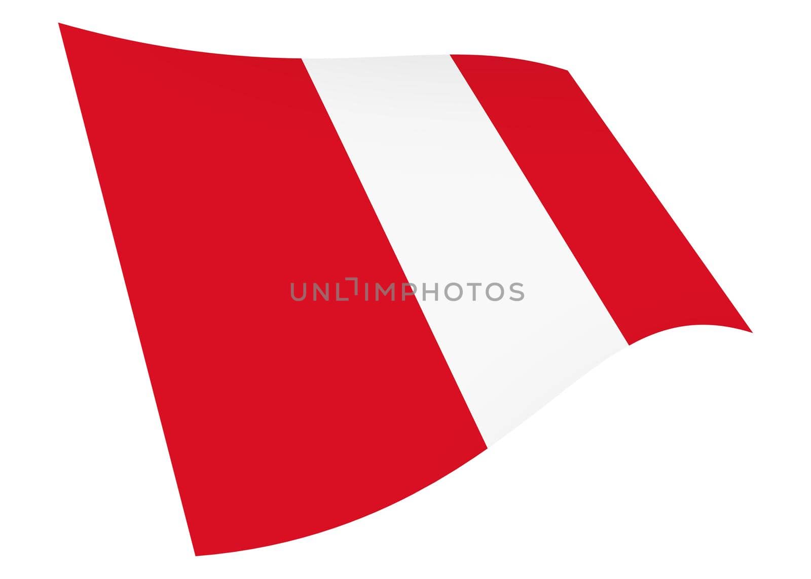 A Peru waving flag graphic isolated on white with clipping path 3d illustration