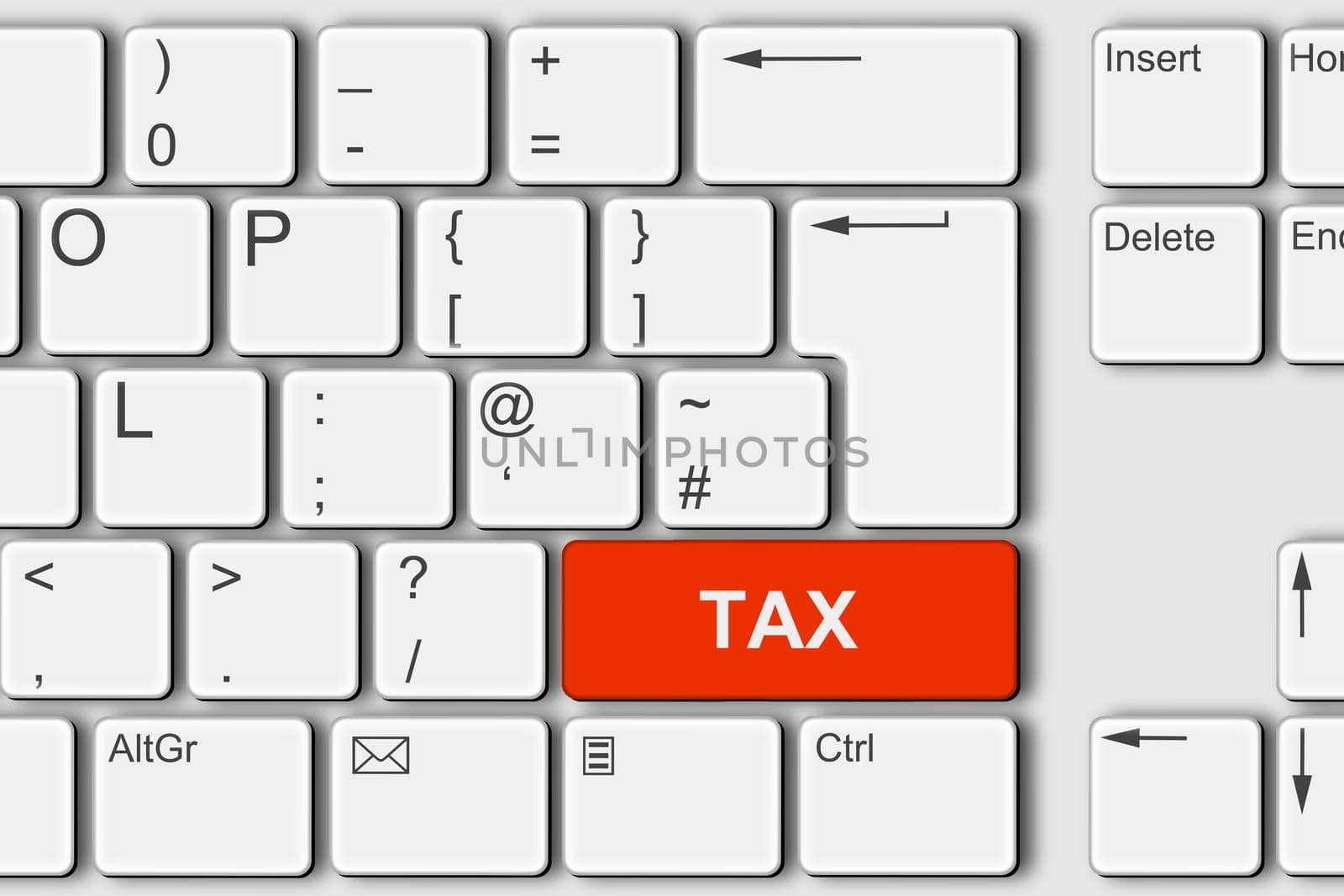A Tax concept PC computer keyboard 3d illustration