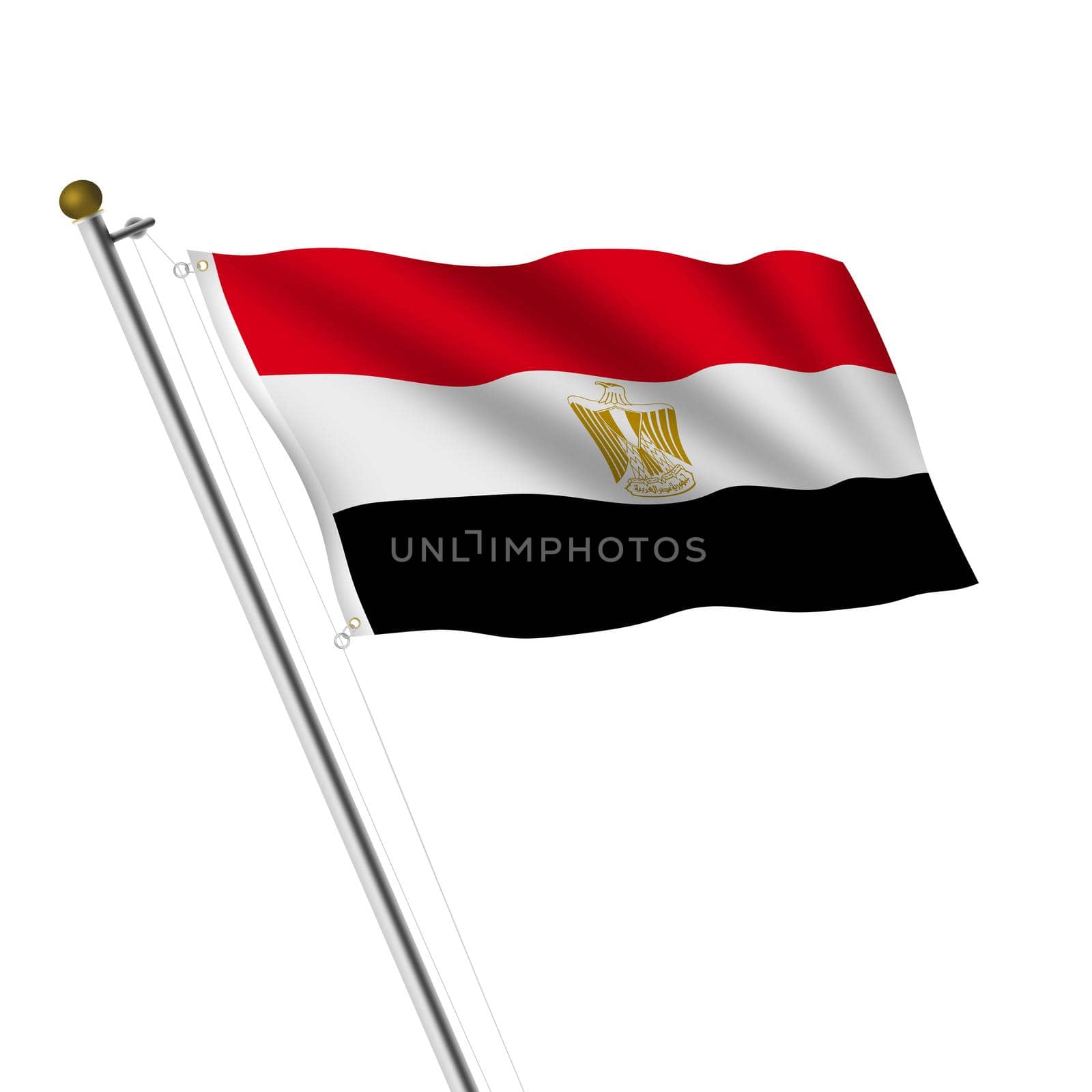An Egypt Flagpole 3d illustration on white with clipping path