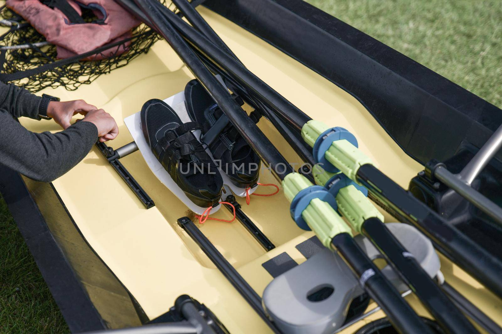 Water Rowing Boots in the boat