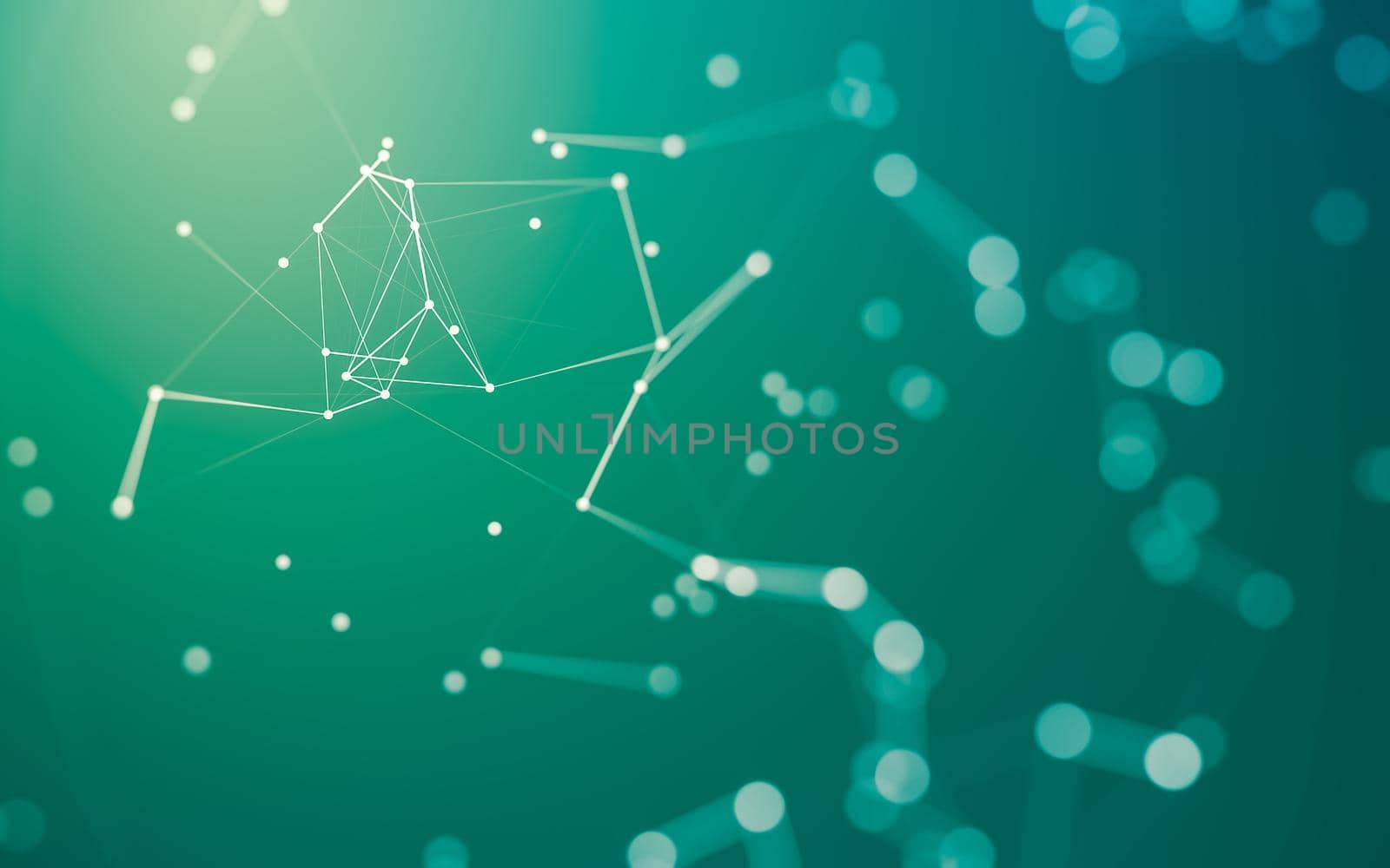 Abstract background. Molecules technology with polygonal shapes, connecting dots and lines. Connection structure. Big data visualization.