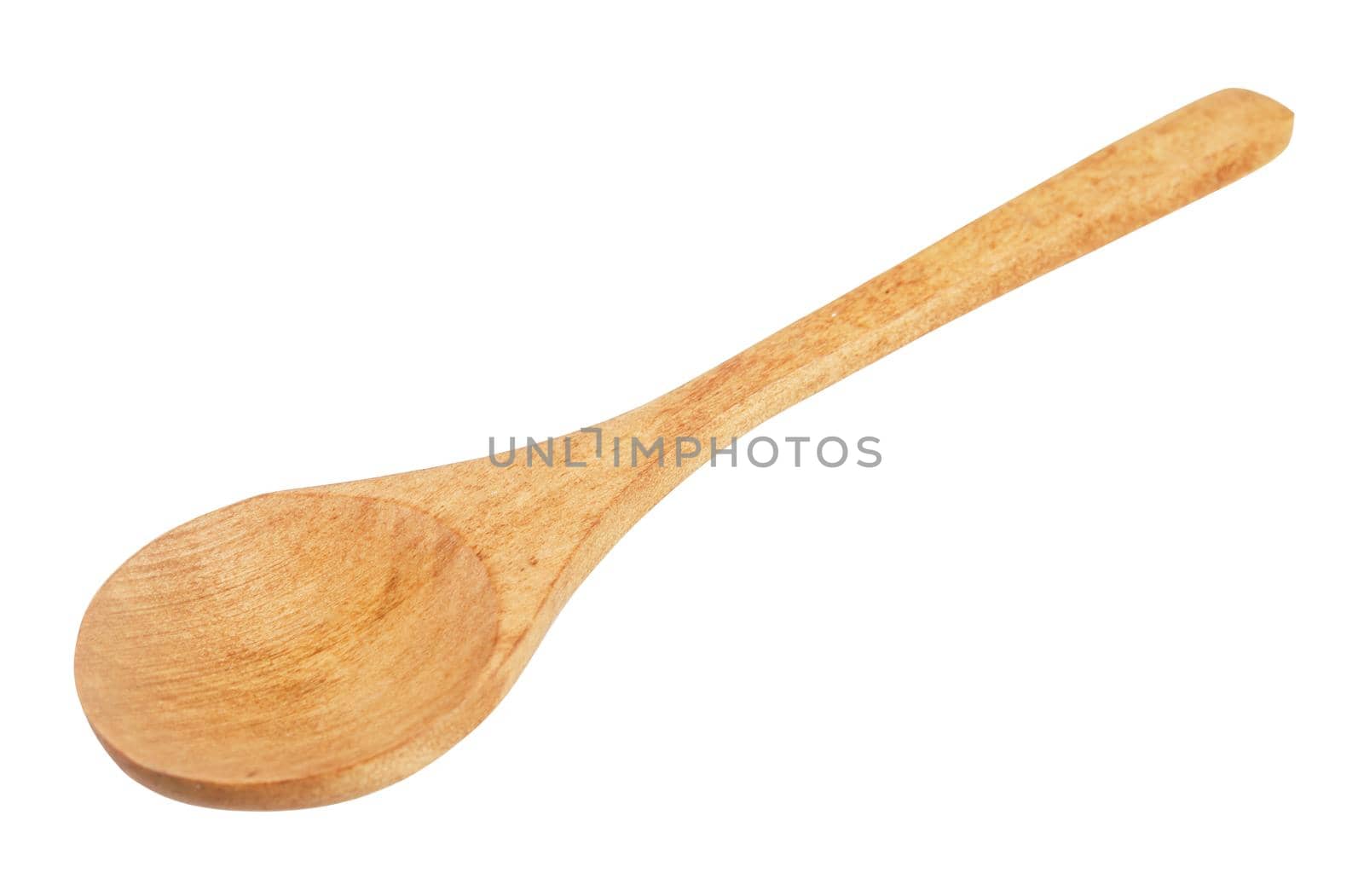 Wooden spoon isolated on a white background, save clipping path.