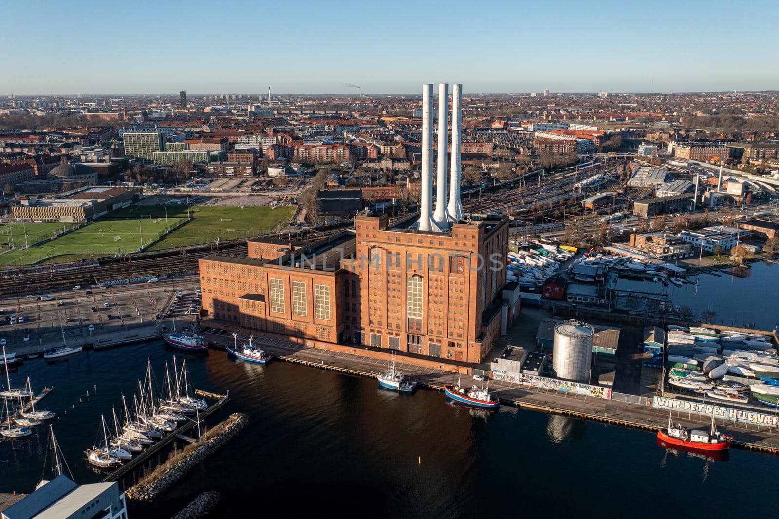 Drone View of Svanemolle Power Station in Copenhagen by oliverfoerstner