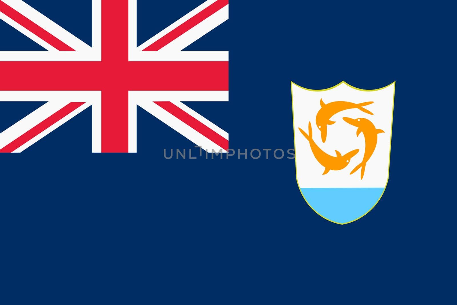 An Anguilla flag background illustration union three dolphins