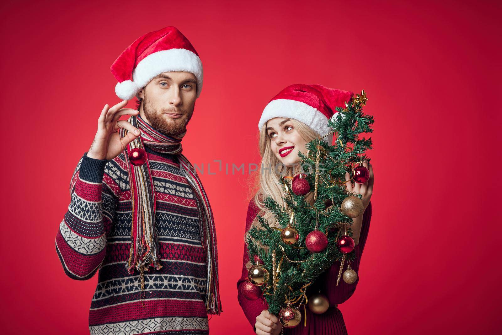 man and woman fun family holiday romance christmas. High quality photo