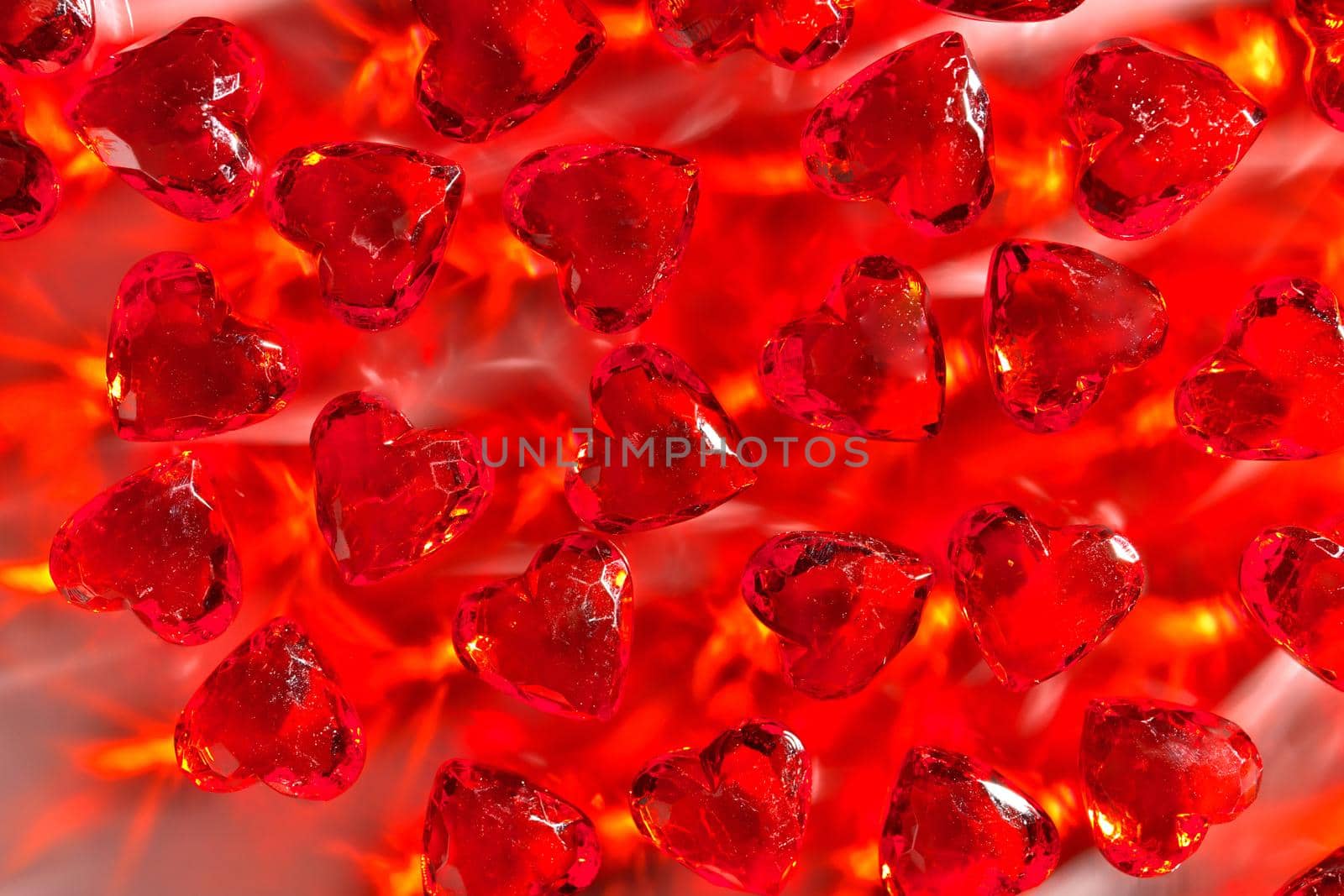 Full Frame Image of Sparkling Red Gemstone Hearts by markvandam