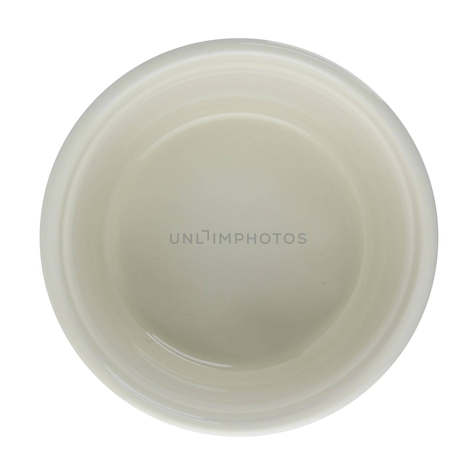 White ceramic bowl on white reflective background