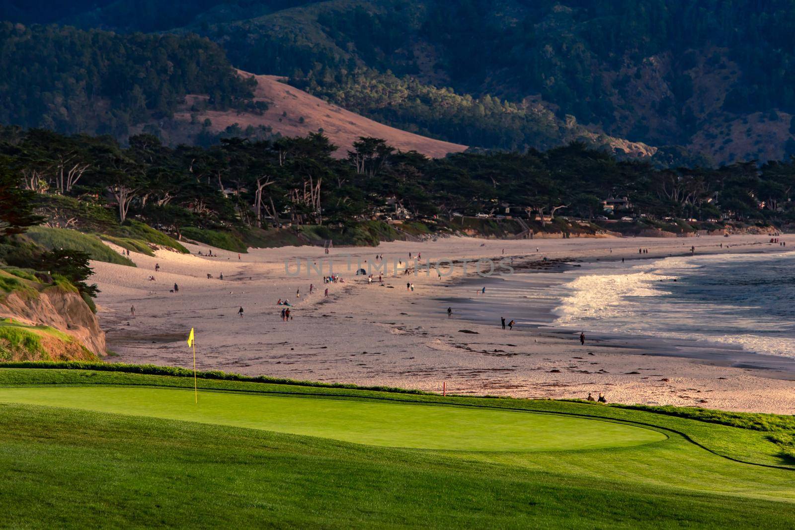 Coastline golf course, greens and bunkers in California, usa