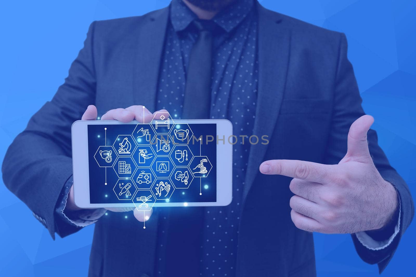 Man holding Screen Of Mobile Phone Showing The Futuristic Technology.