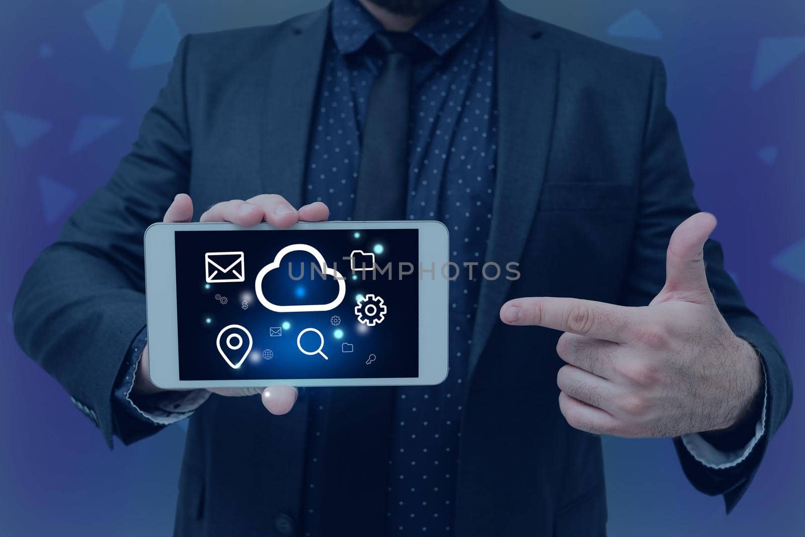 Man holding Screen Of Mobile Phone Showing The Futuristic Technology.