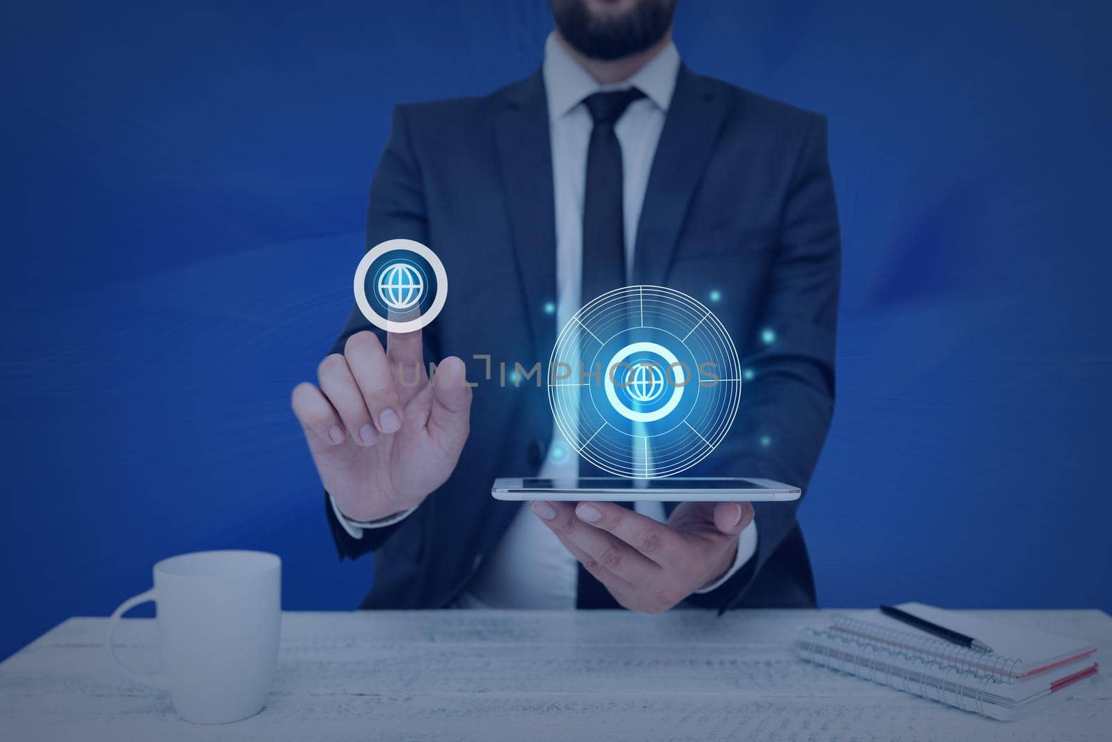 Man holding Screen Of Mobile Phone Showing The Futuristic Technology.