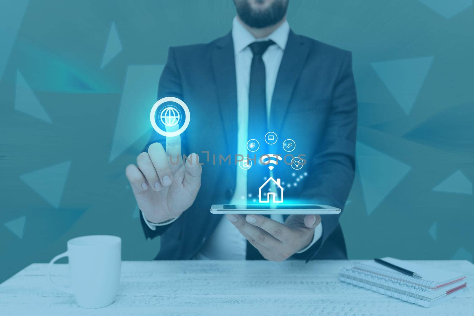 Man holding Screen Of Mobile Phone Showing The Futuristic Technology.