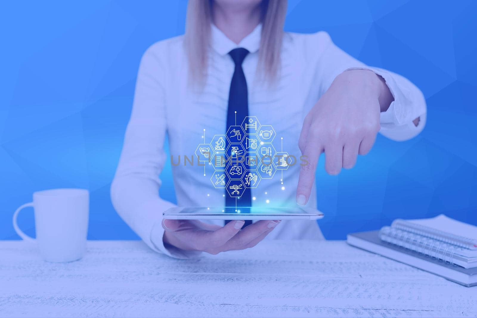 Lady Pressing Screen Of Mobile Phone Showing The Futuristic Technology